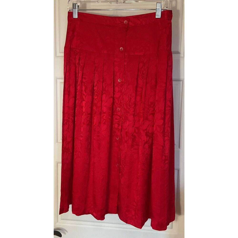 Argenti Red 2pc 100% Pure Silk Blouse & Skirt Party Christmas Suit 12 - Picture 2 of 10